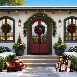 Concise 5m Green Christmas Garland with LED Lights