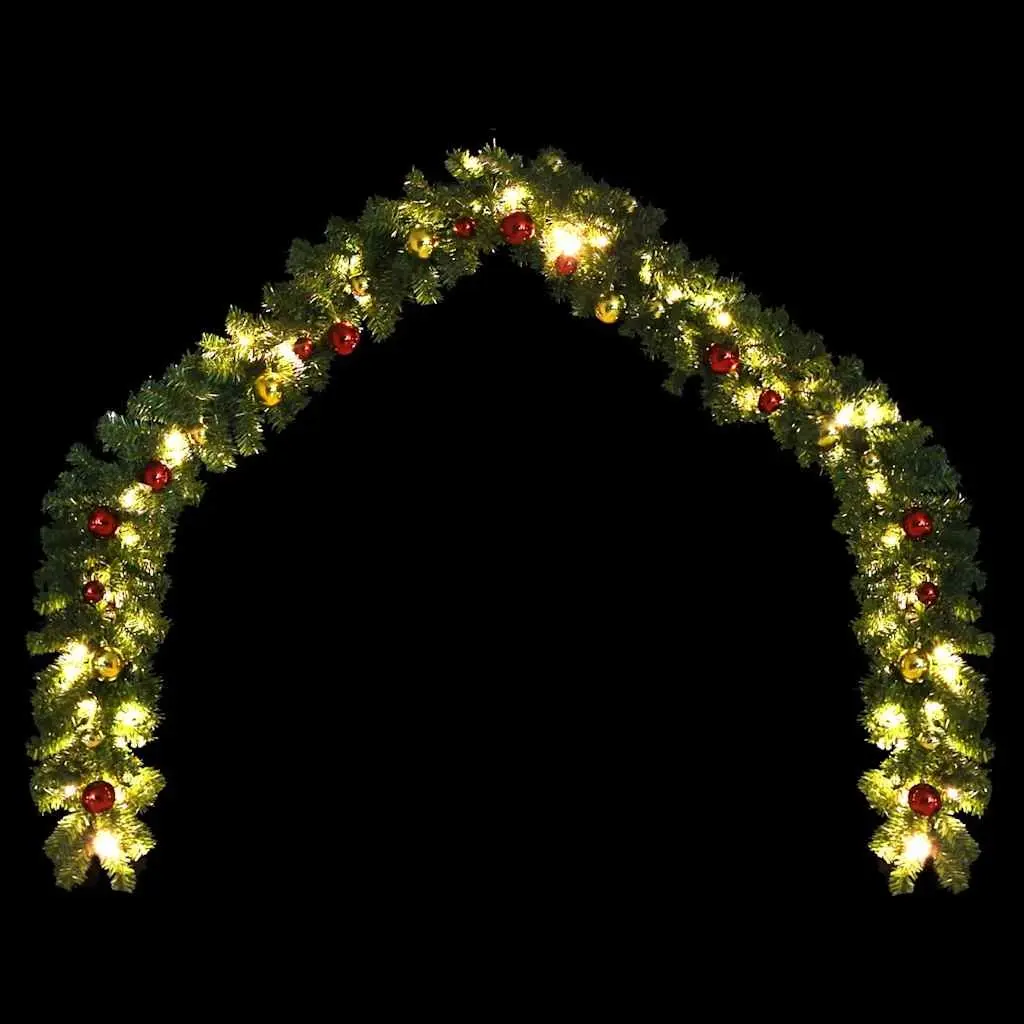 Christmas Garland Green 20m LED Lights Baubles