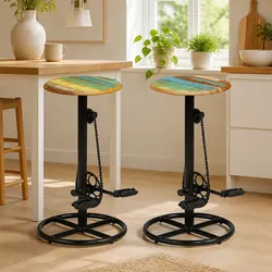 Compact 2-Piece Bar Stool Set - Solid Wood Design