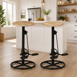 Concise Solid Mango Wood Bar Stools for Dining