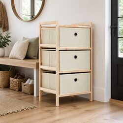 Wooden Storage Rack with 3 Baskets—Compact & Handy