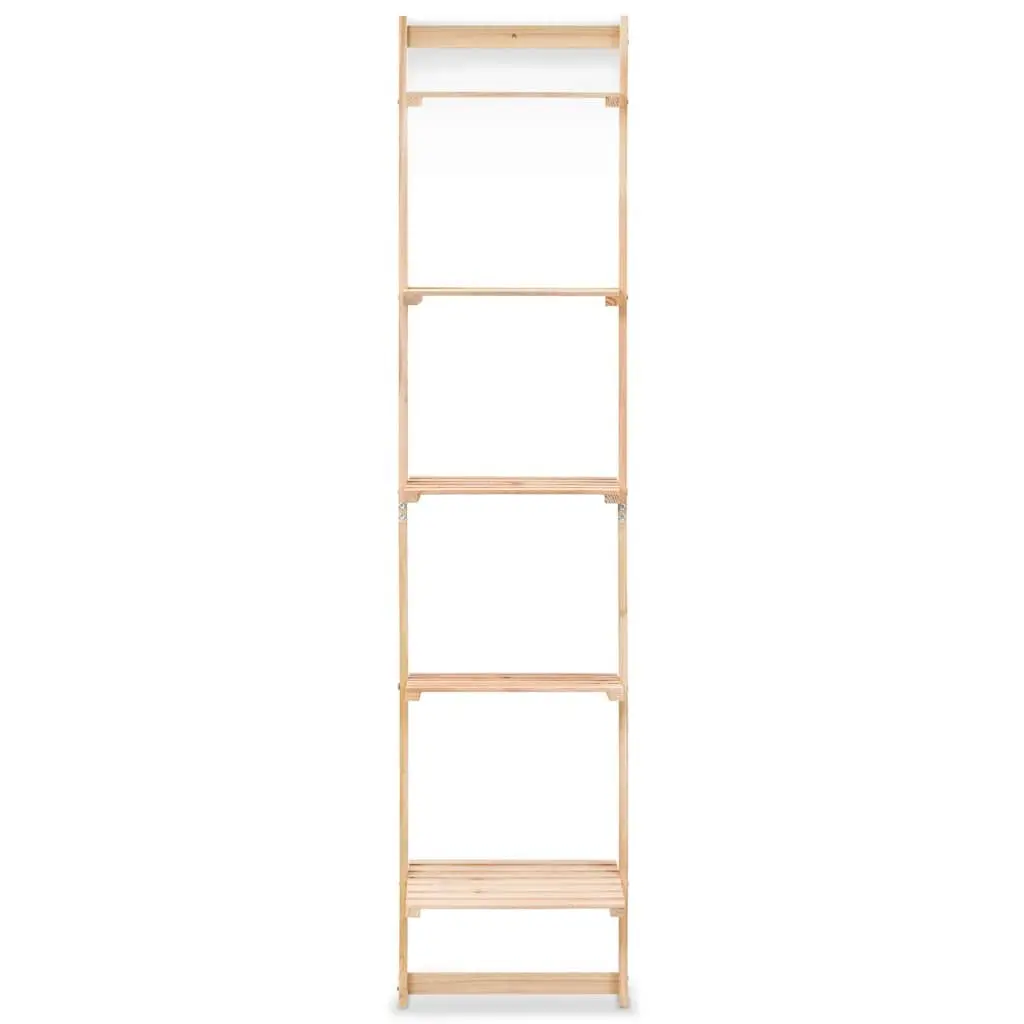 Ladder Wall Shelf Beige Solid Cedar Wood Compact Multi-Tier Display Unit