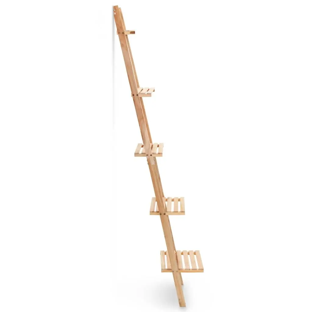 Ladder Wall Shelf Beige Solid Cedar Wood Compact Multi-Tier Display Unit