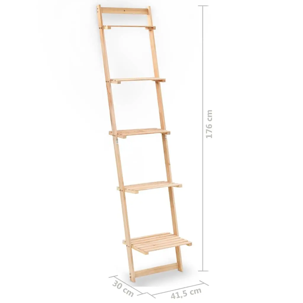 Ladder Wall Shelf Beige Solid Cedar Wood Compact Multi-Tier Display Unit