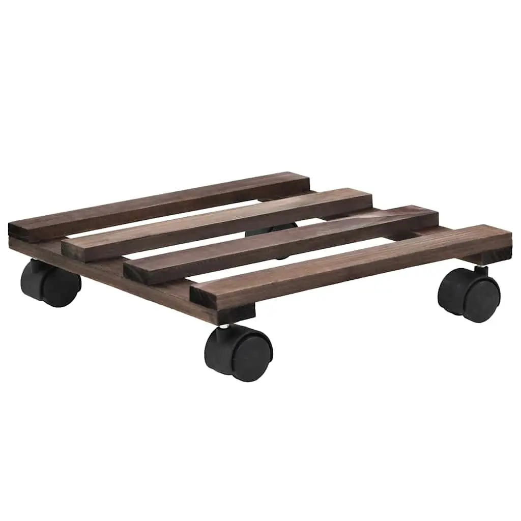 Plant Rollers Brown Cedar Wood 25 x 25 cm 360° Rotatable Castors