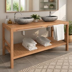 Teak Bathroom Vanity Cabinet with Essential Features