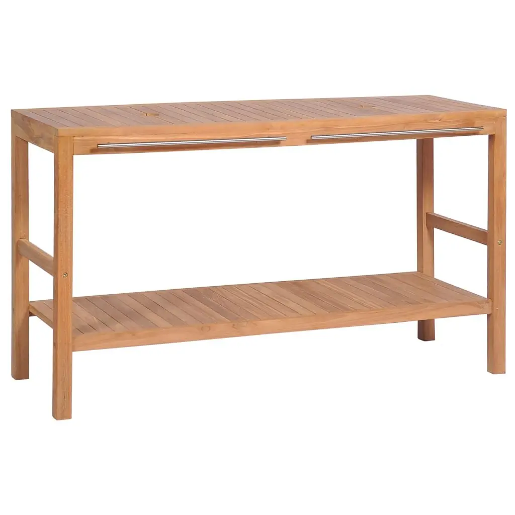 Bathroom Vanity Cabinet Brown 132x45x75cm Solid Teak Storage Furniture