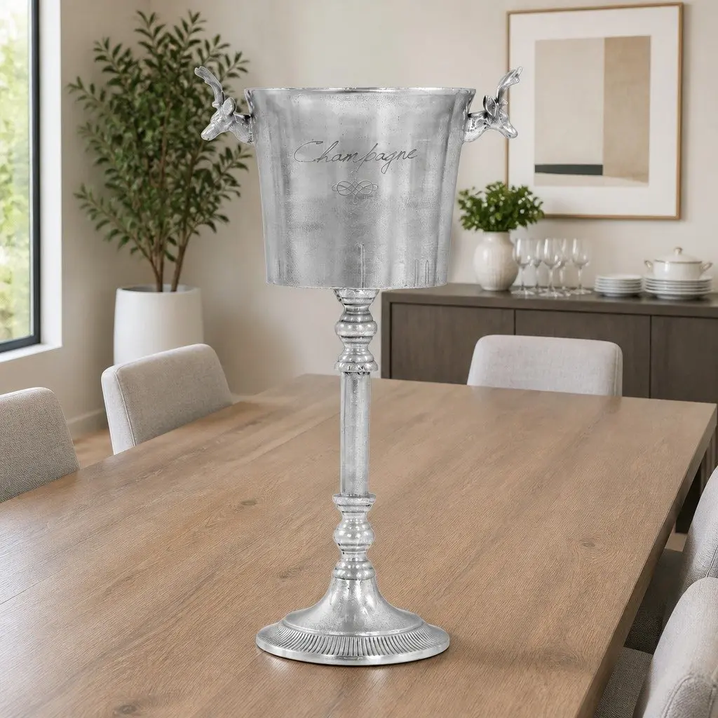 Champagne Cooler Silver Aluminium Deer Handles