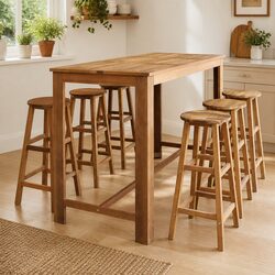 Compact and Sturdy 7-Piece Bar Table Set