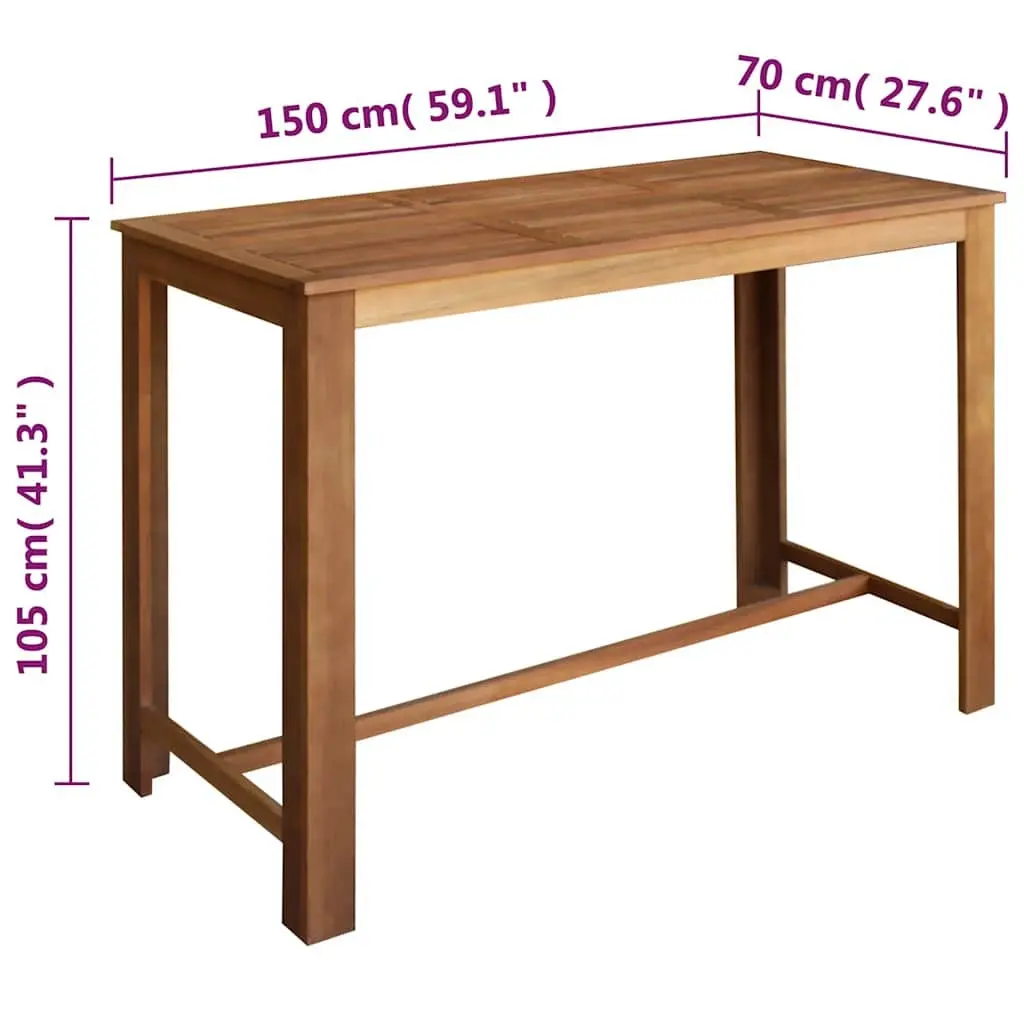 Bar Table and Stool Set 7 Pieces Solid Acacia Wood Rustic Kitchen Dining