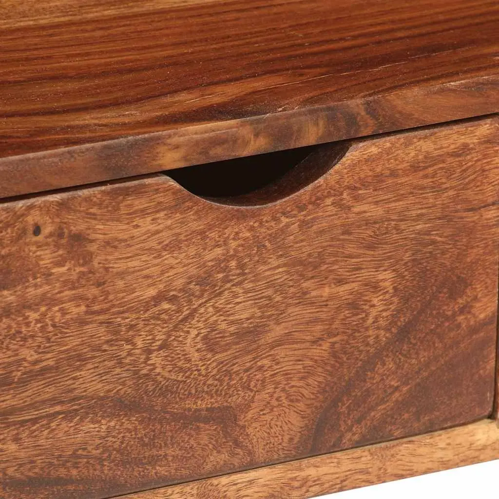 TV Cabinet Solid Wood Acacia Brown 2 Drawers Storage Living Room