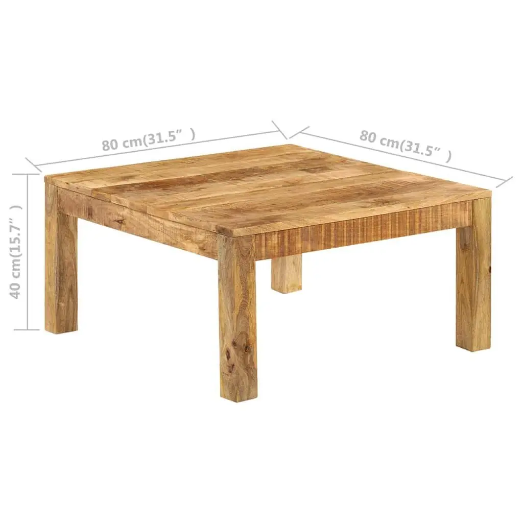 Coffee Table Brown 80x80x40 cm Solid Mango Wood Retro Style Living Room Accent Furniture