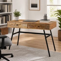 Mango Wood Writing Desk with Steel Support