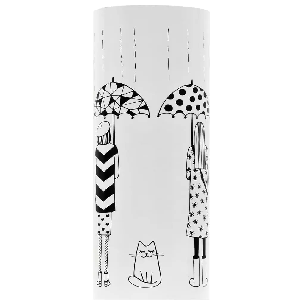 Umbrella Stand White Steel Modern Hallway Entryway Storage Rack with Removable Drip Tray