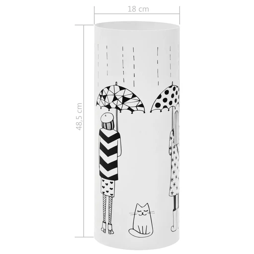 Umbrella Stand White Steel Modern Hallway Entryway Storage Rack with Removable Drip Tray