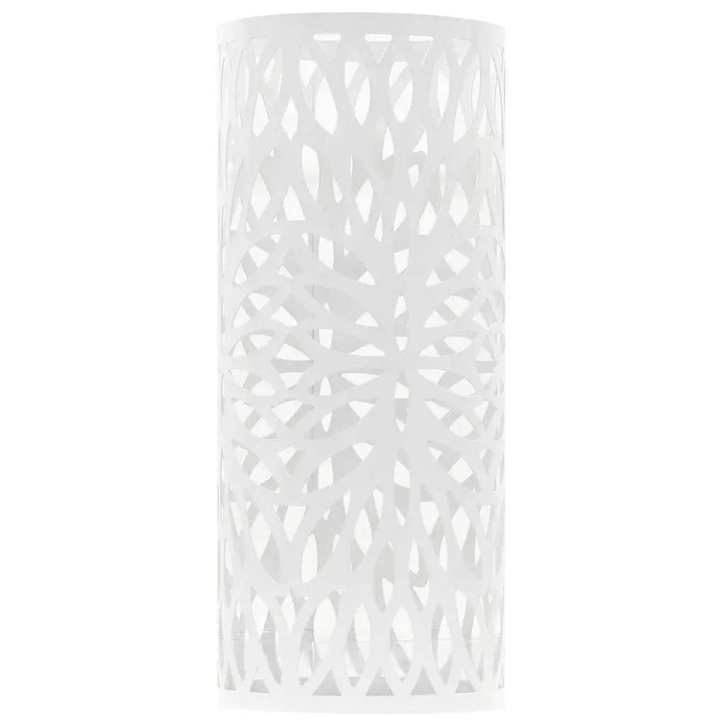 Umbrella Stand with Leaves Design White Steel Holder for Umbrellas Walking