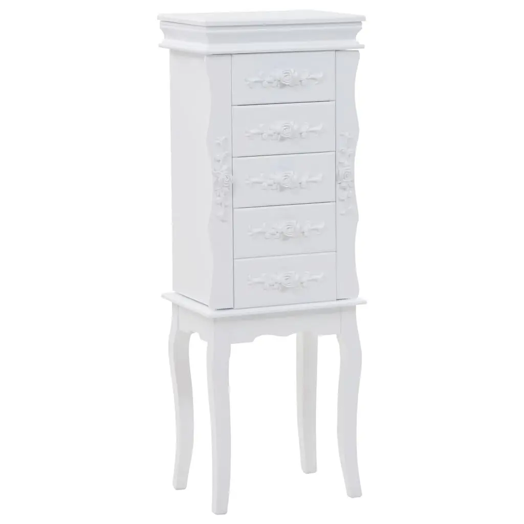 Jewelry Cabinet White Free Standing Organizer Storage for Earrings Necklaces