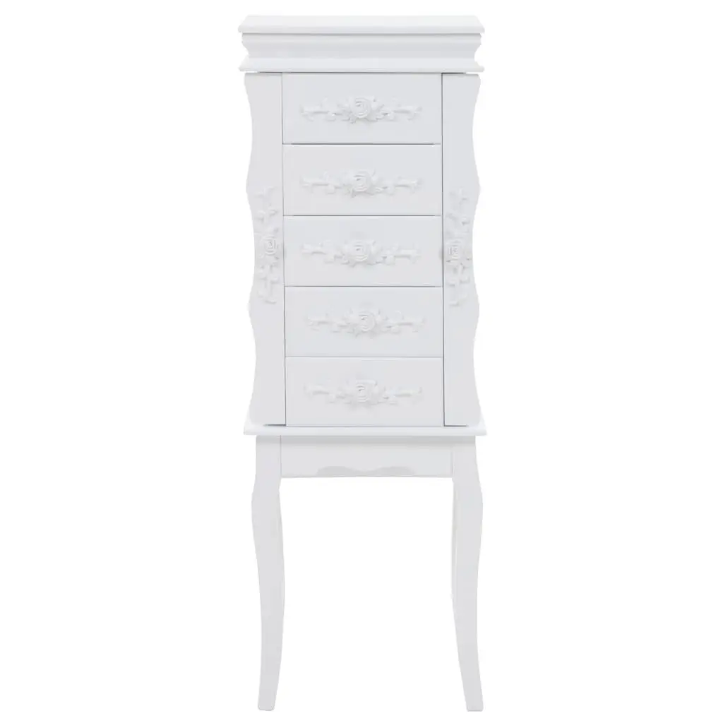 Jewelry Cabinet White Free Standing Organizer Storage for Earrings Necklaces