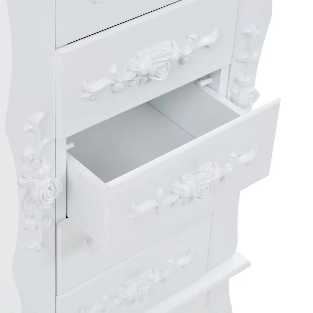 Jewelry Cabinet White Free Standing Organizer Storage for Earrings Necklaces