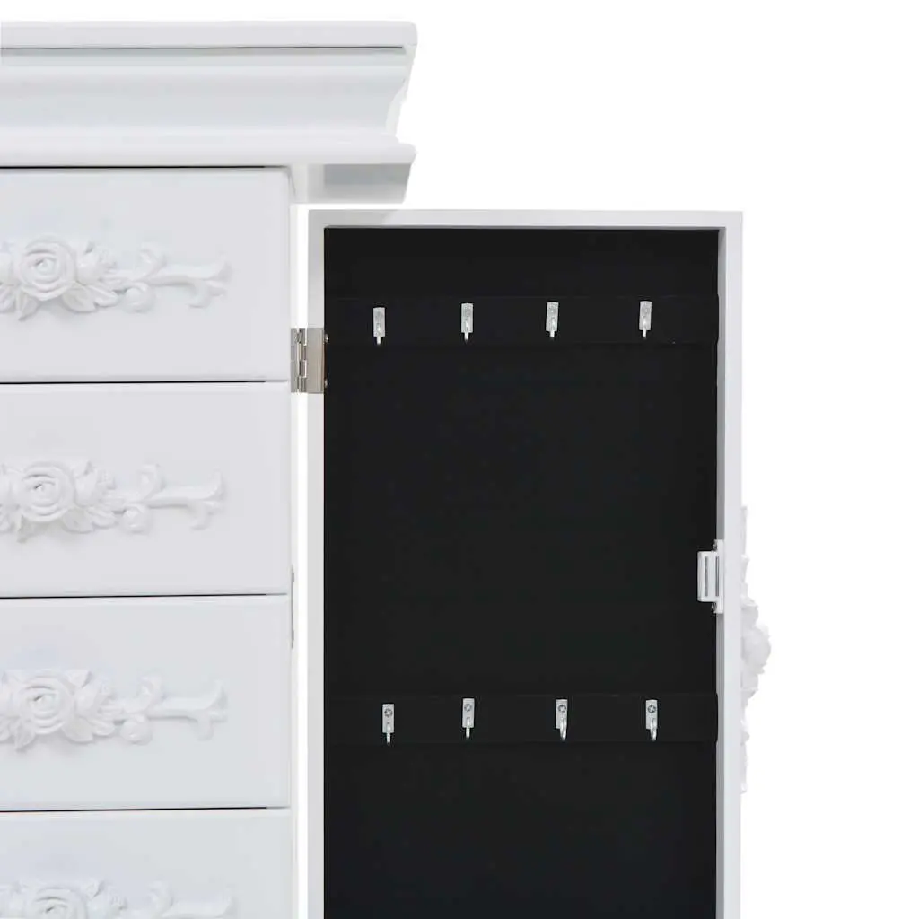 Jewelry Cabinet White Free Standing Organizer Storage for Earrings Necklaces