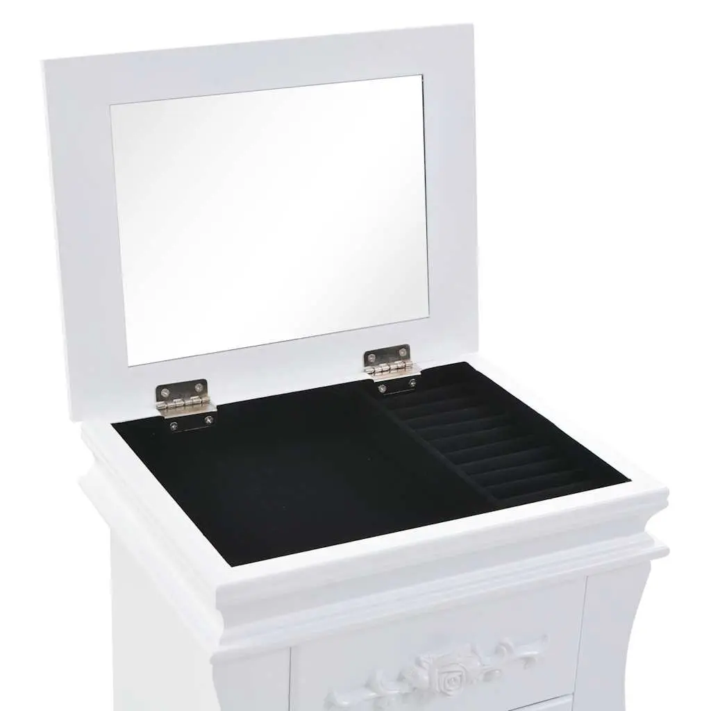 Jewelry Cabinet White Free Standing Organizer Storage for Earrings Necklaces