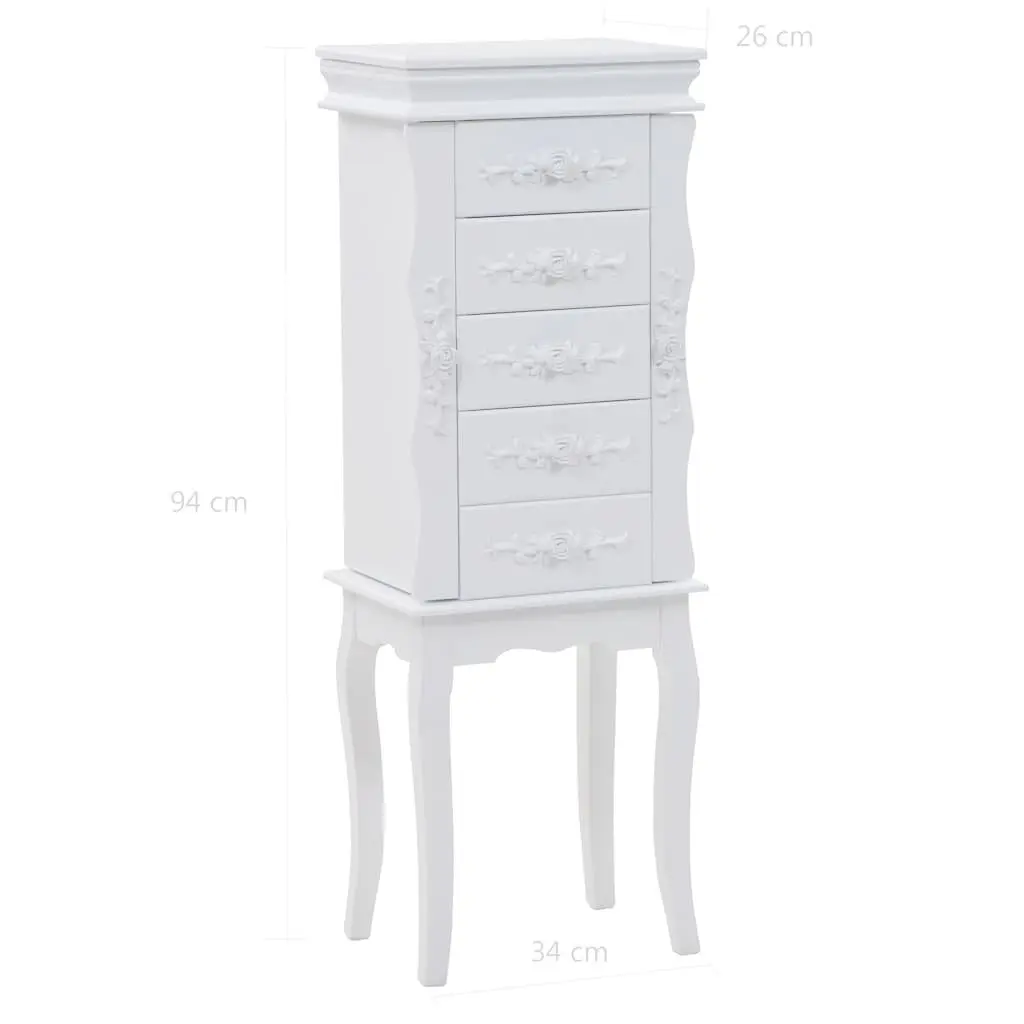 Jewelry Cabinet White Free Standing Organizer Storage for Earrings Necklaces