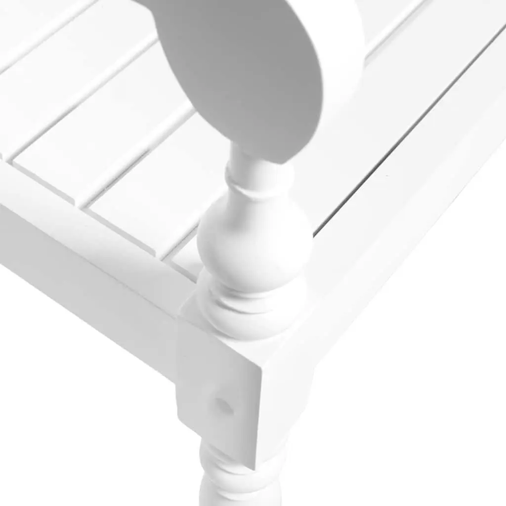Wooden Storage Bench White 98 cm Solid Construction Curved Armrests