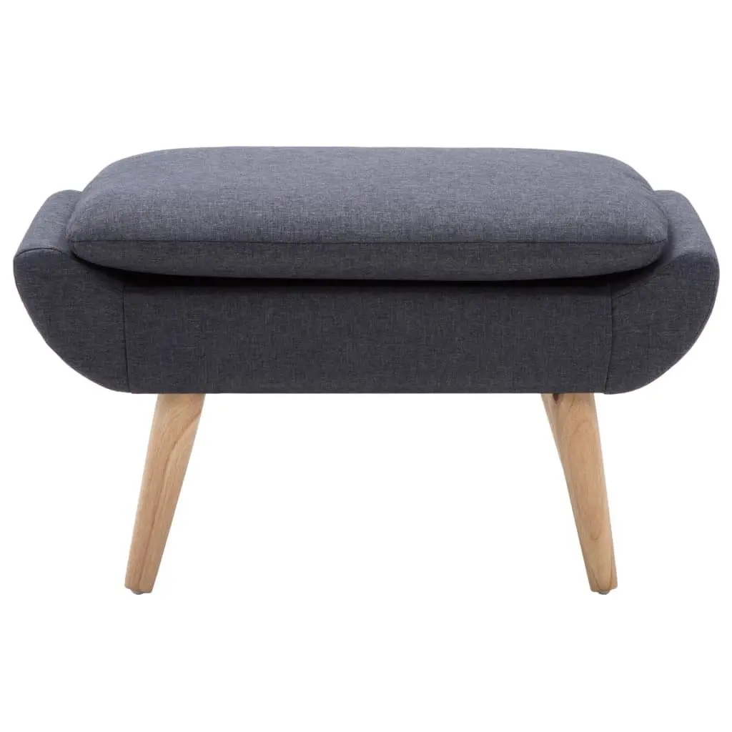 Upholstered Footstool Ottoman Grey Fabric Padded Seat Living Room
