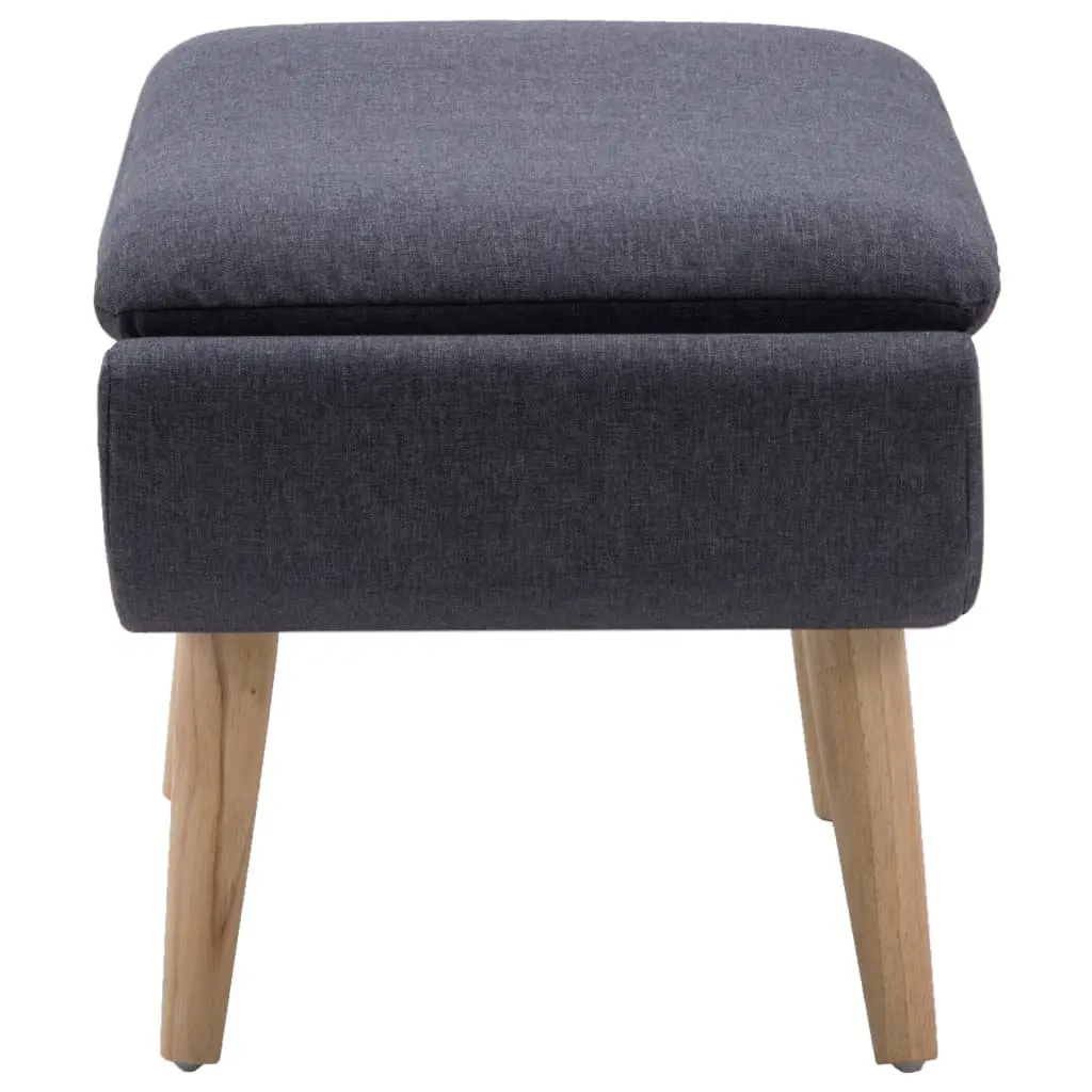 Upholstered Footstool Ottoman Grey Fabric Padded Seat Living Room