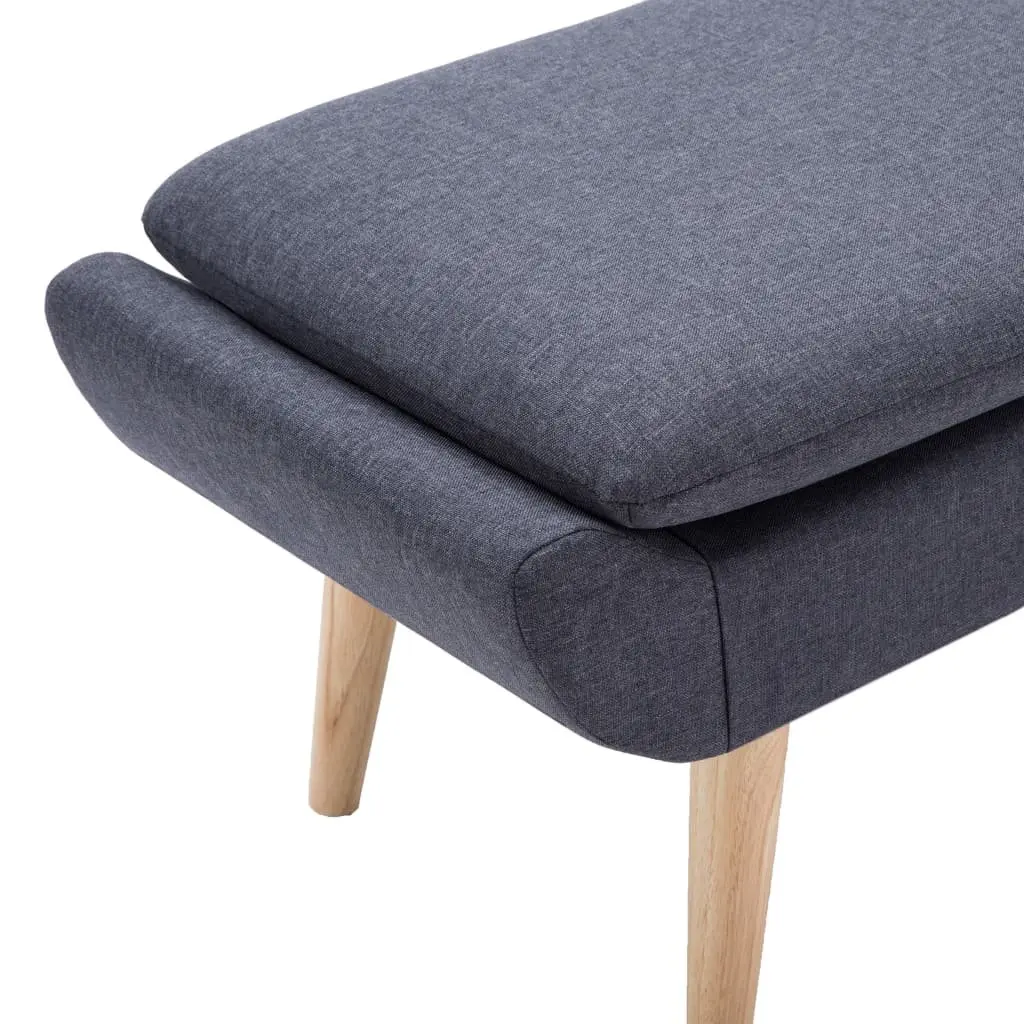 Upholstered Footstool Ottoman Grey Fabric Padded Seat Living Room