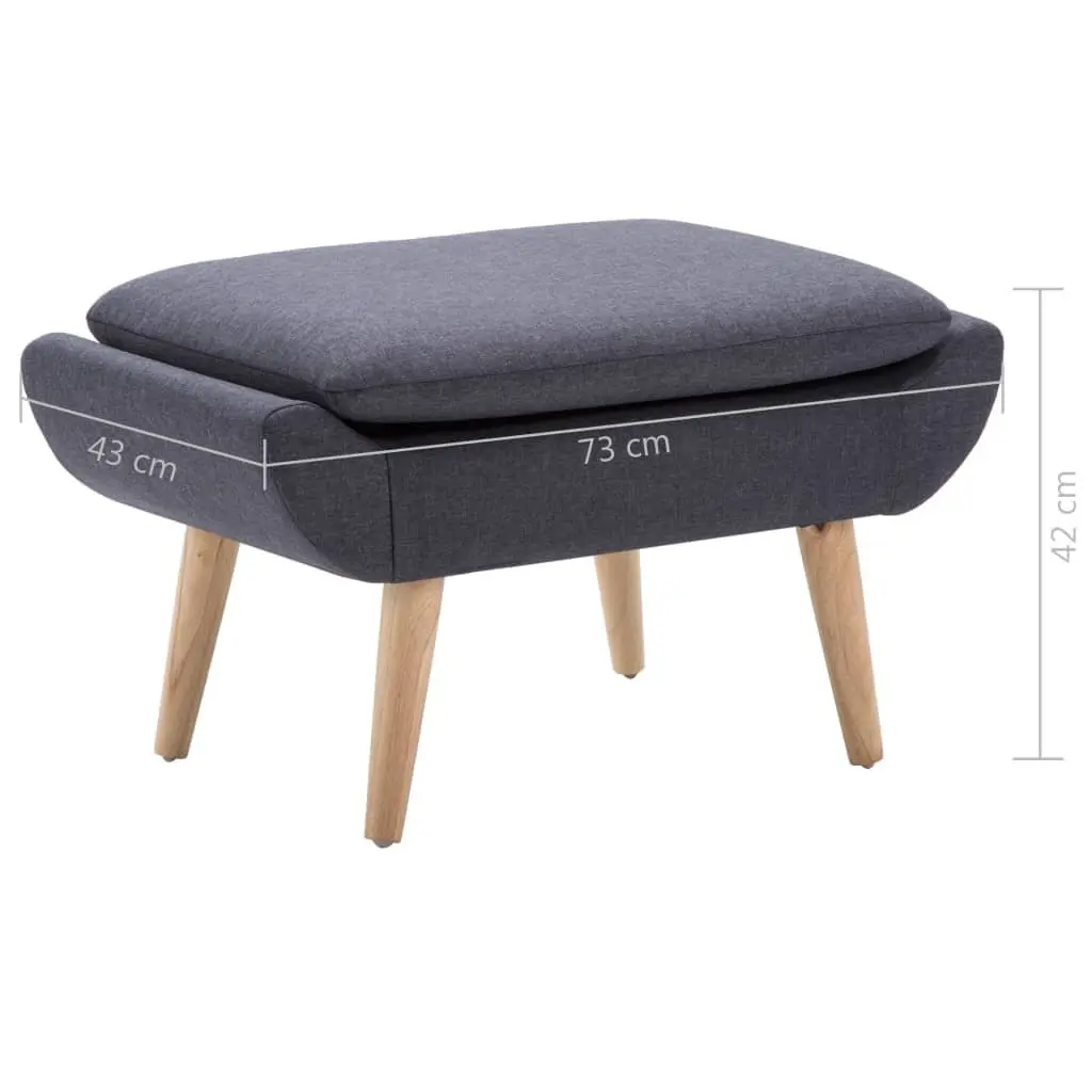 Upholstered Footstool Ottoman Grey Fabric Padded Seat Living Room