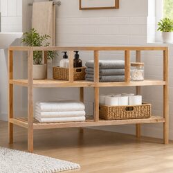 3-Tier Wooden Storage Shelf Bathroom Organizer Standing Rack Home Decor Unit