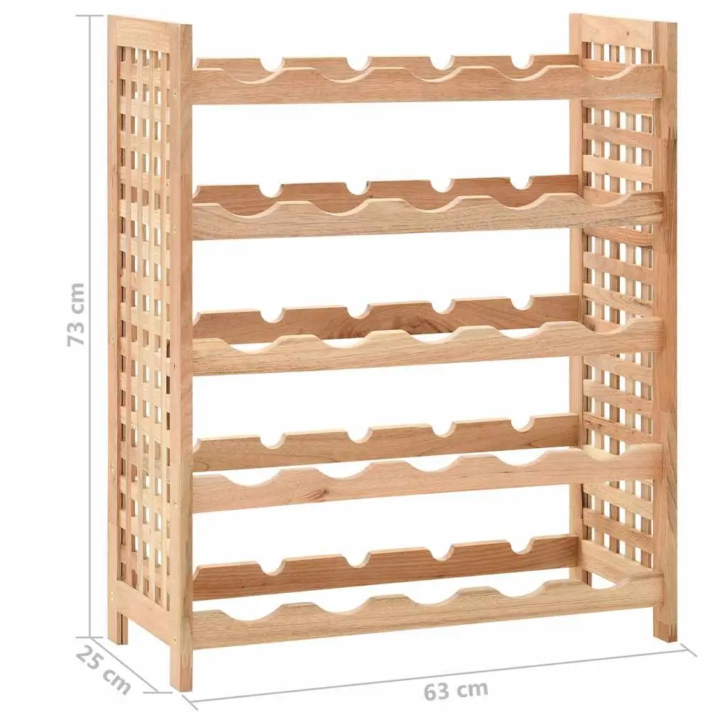 Wine Rack Beige 5-Tier Solid Walnut Wood Storage Cabinet