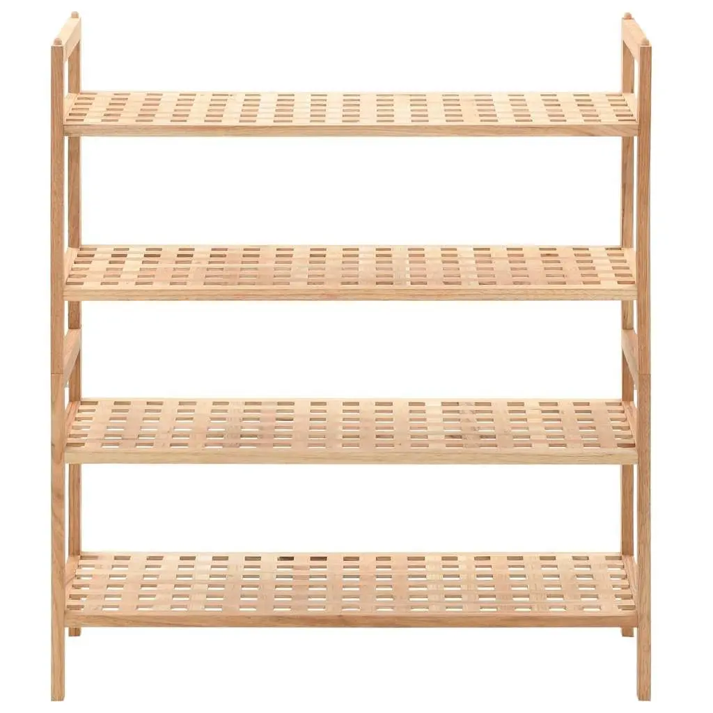 Shoe Rack Beige 4 Shelves Walnut Wood Storage Organiser Latticed Platform