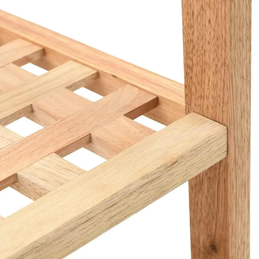 Shoe Rack Beige 4 Shelves Walnut Wood Storage Organiser Latticed Platform