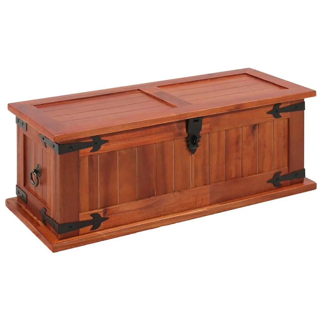Storage Chest Brown 60x25x22cm Handmade Solid Acacia Wood Latch Closure Flat Top