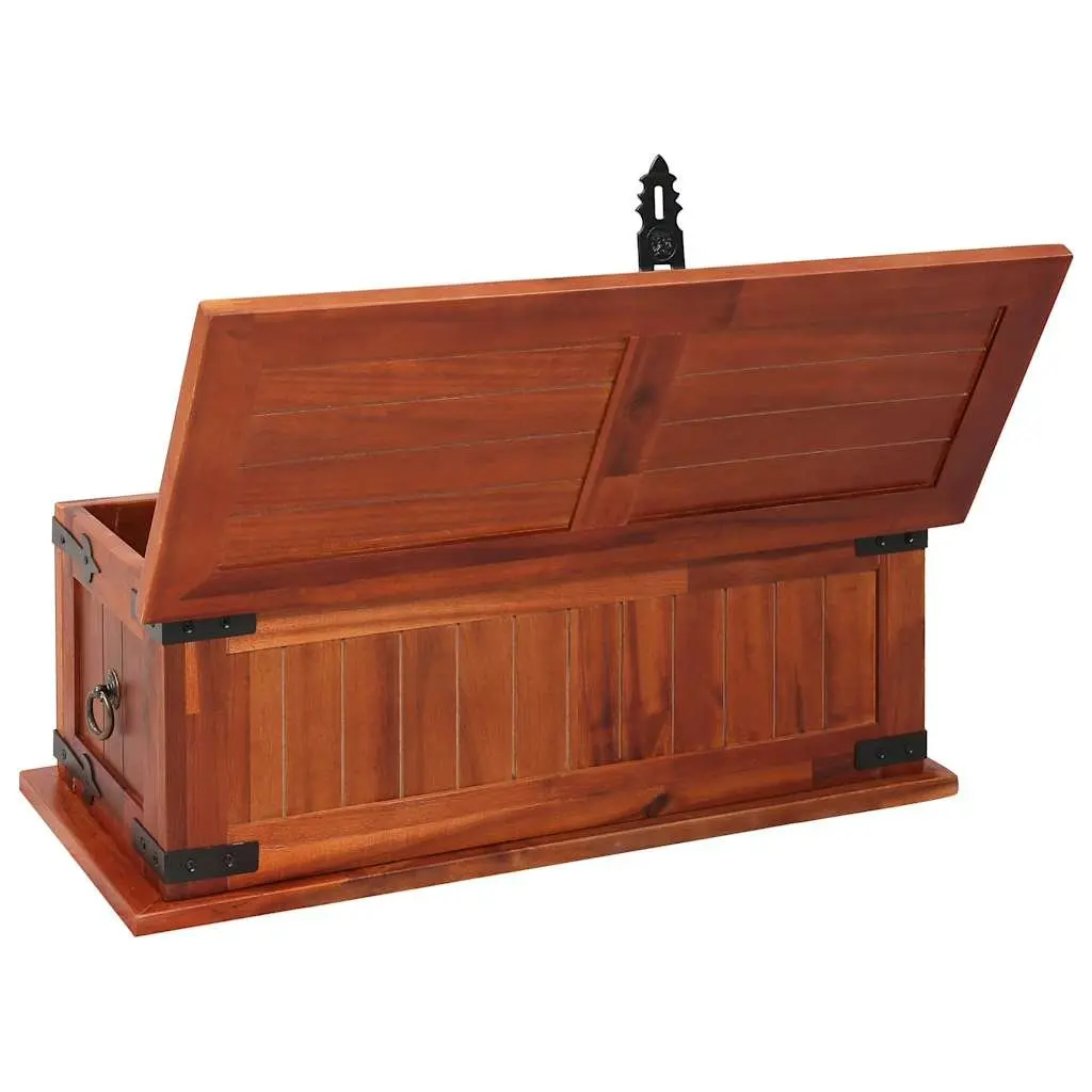 Storage Chest Brown 60x25x22cm Handmade Solid Acacia Wood Latch Closure Flat Top