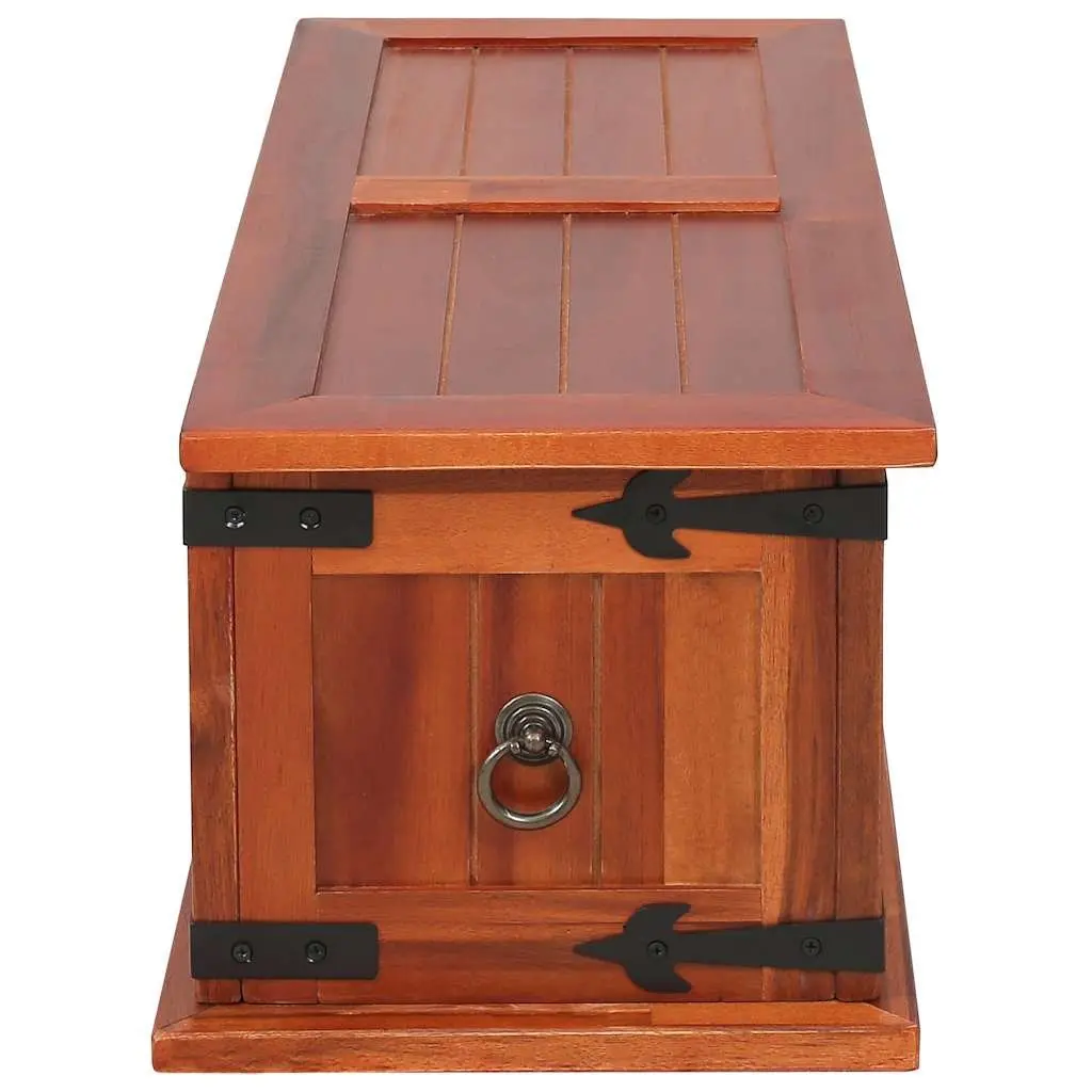 Storage Chest Brown 60x25x22cm Handmade Solid Acacia Wood Latch Closure Flat Top