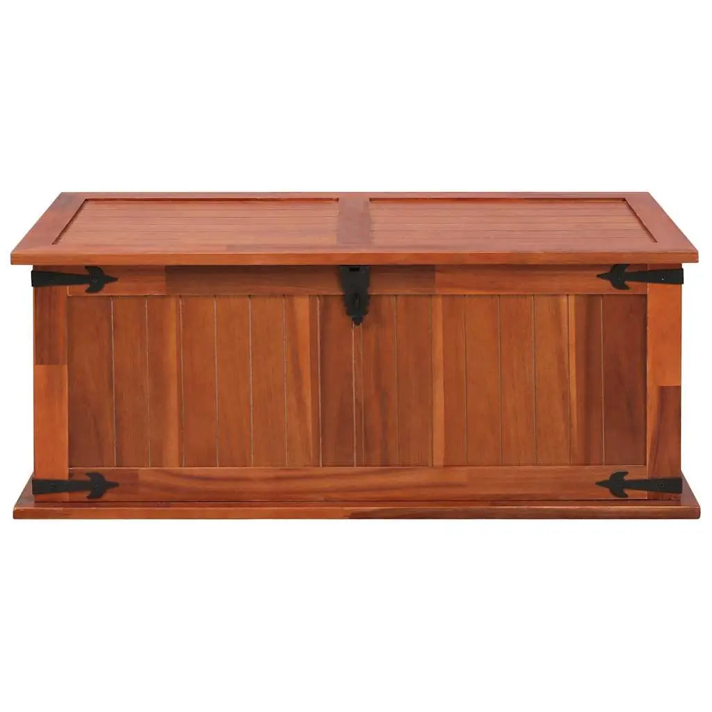Storage Chest Brown Solid Acacia Wood 90L x 45W x 40H cm Handcrafted with Front Latch and Dual Side Handles