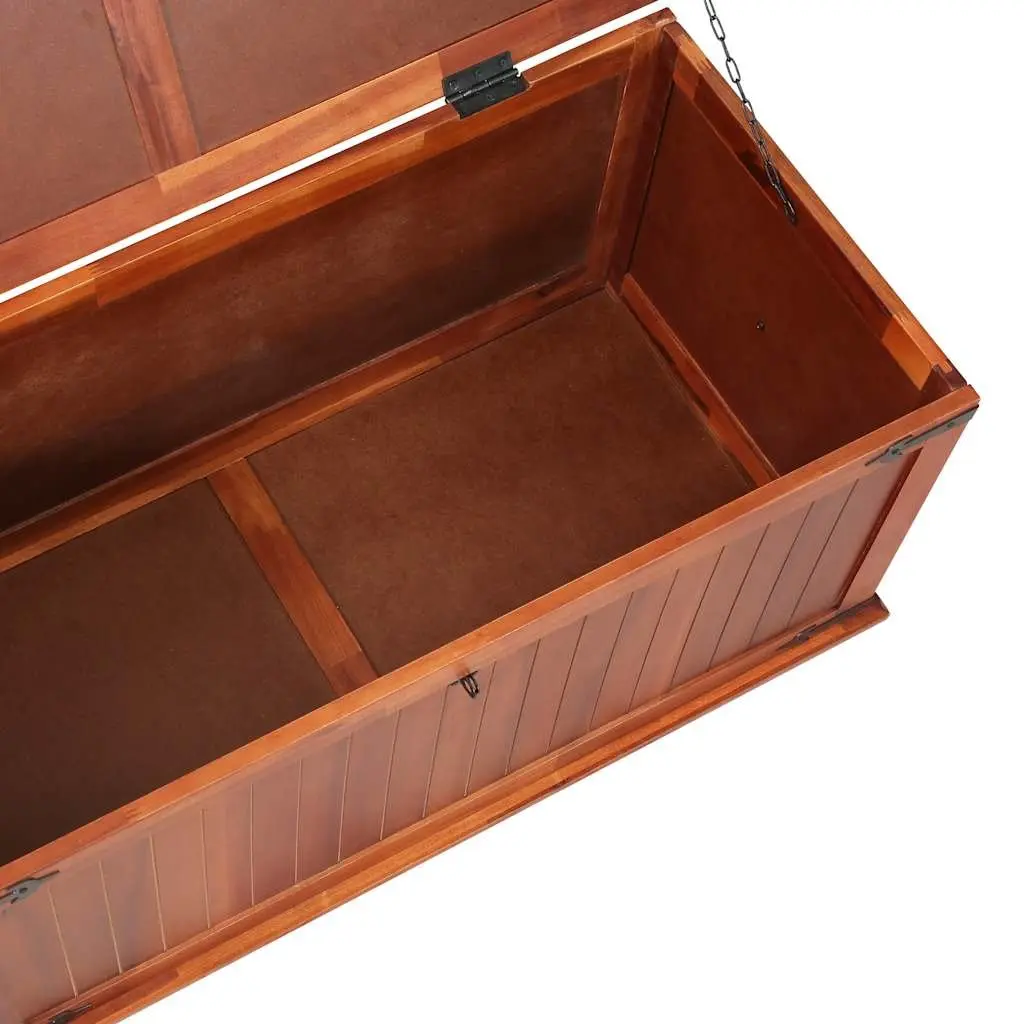 Storage Chest Brown Solid Acacia Wood 90L x 45W x 40H cm Handcrafted with Front Latch and Dual Side Handles