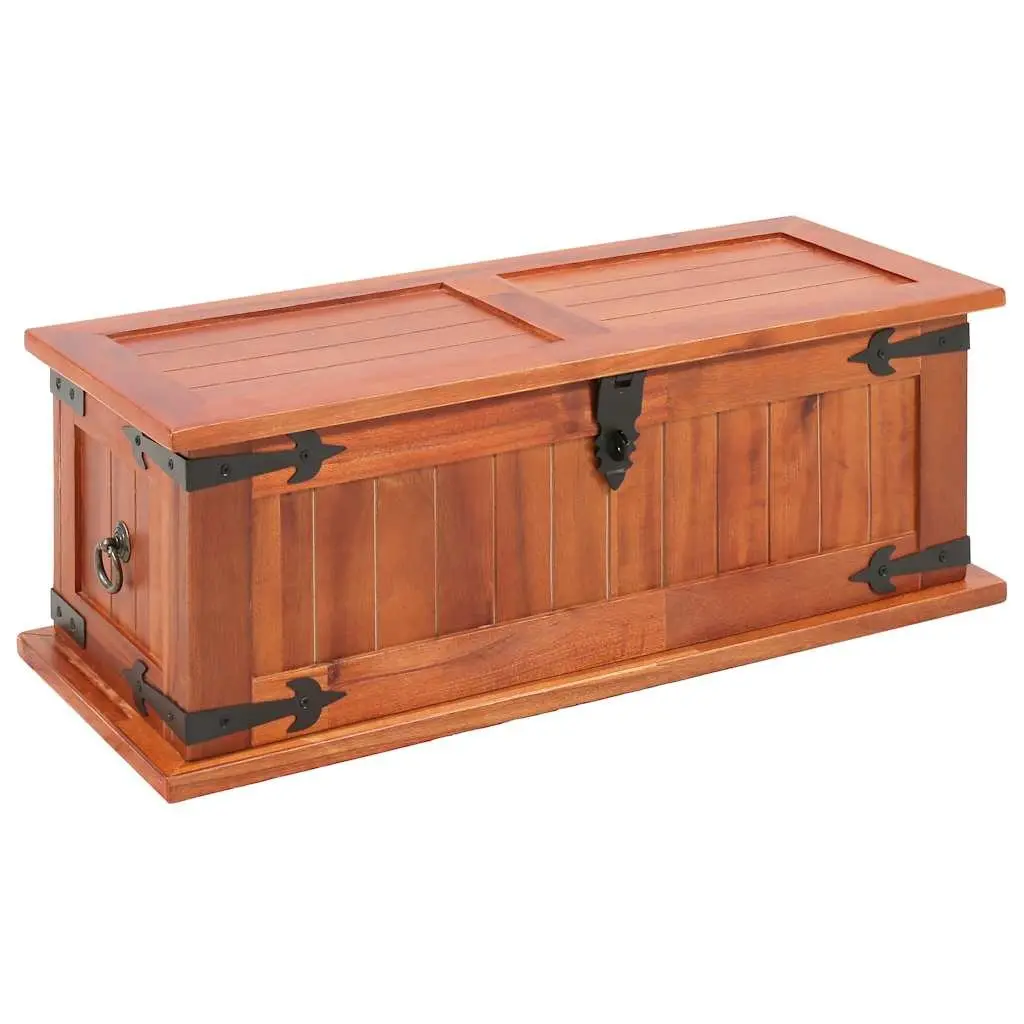 Storage Chests Brown 3 Piece Solid Acacia Wood Handmade with Front Latch and Side Handles