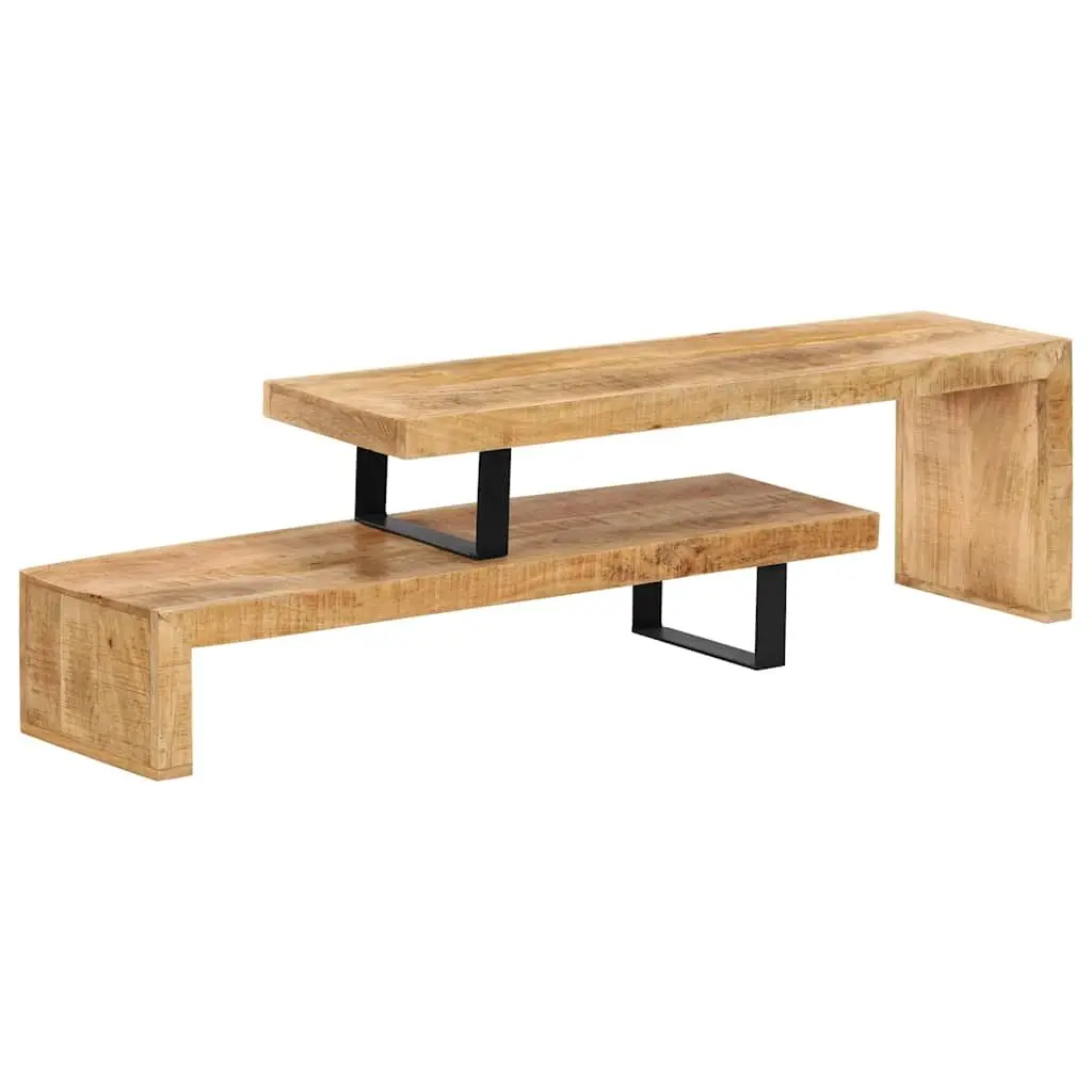 TV Stand Solid Mango Wood Brown Living Room Media Entertainment Cabinet Unit