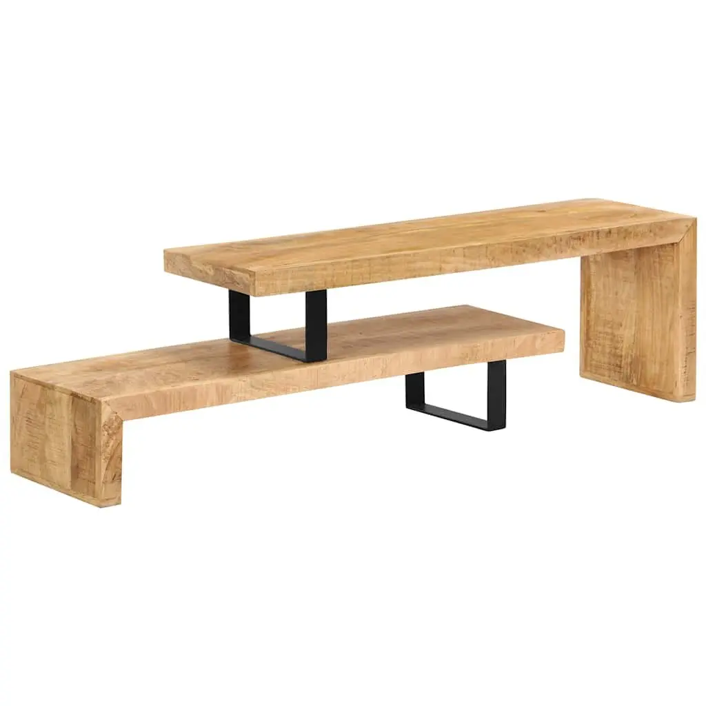 TV Stand Solid Mango Wood Brown Living Room Media Entertainment Cabinet Unit