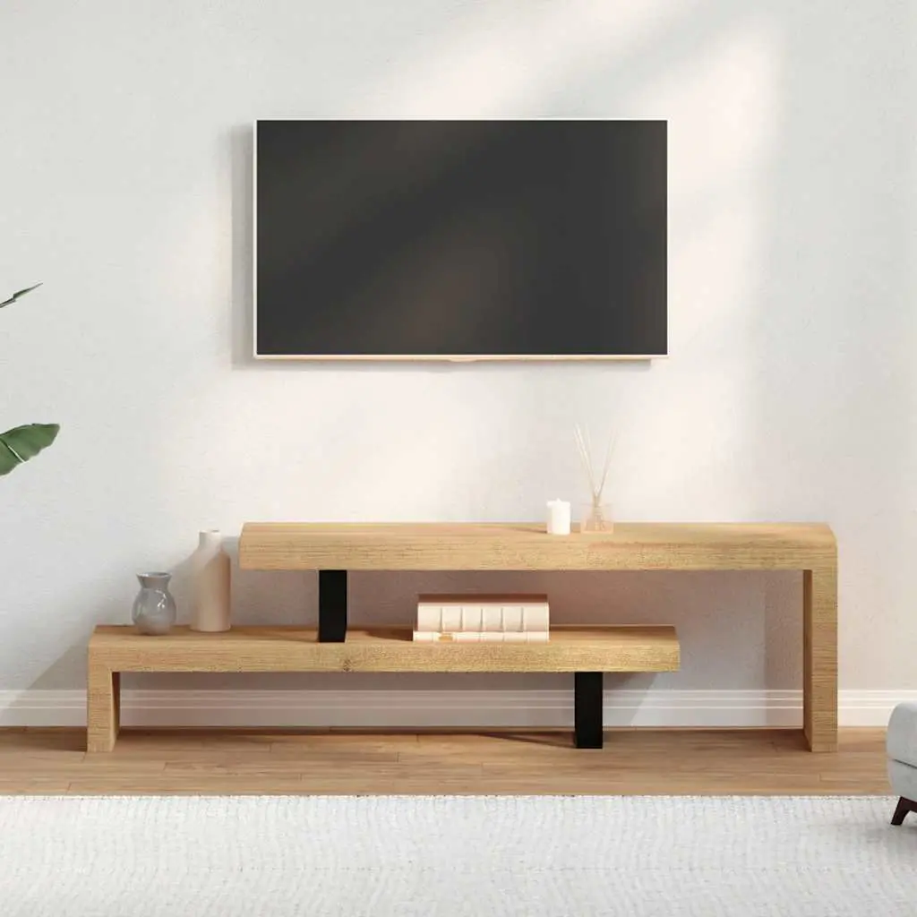 TV Stand Solid Mango Wood Brown Living Room Media Entertainment Cabinet Unit