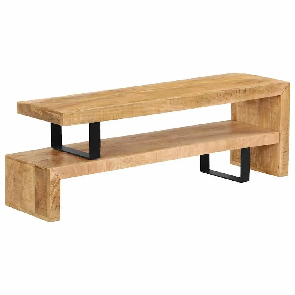 TV Stand Solid Mango Wood Brown Living Room Media Entertainment Cabinet Unit