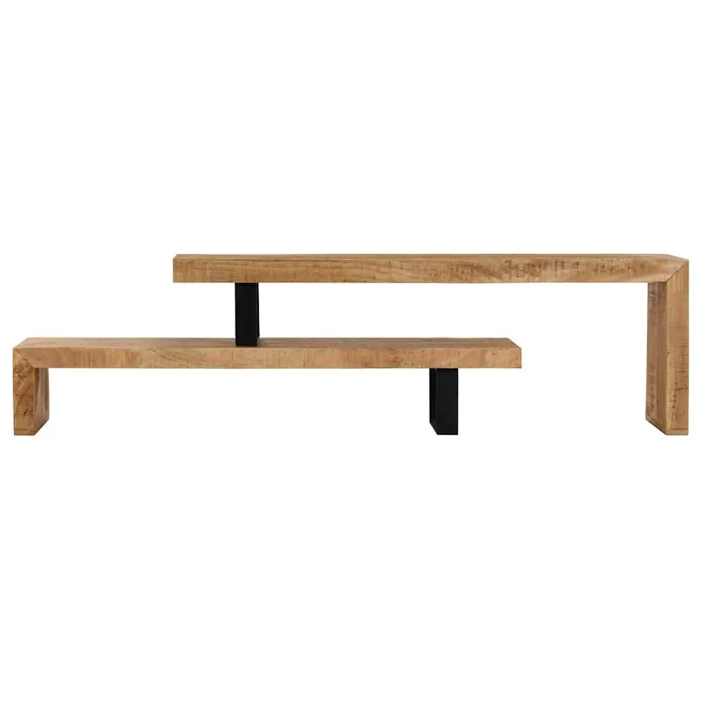 TV Stand Solid Mango Wood Brown Living Room Media Entertainment Cabinet Unit