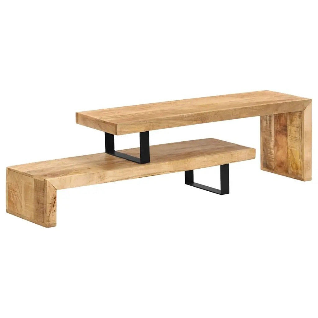 TV Stand Solid Mango Wood Brown Living Room Media Entertainment Cabinet Unit