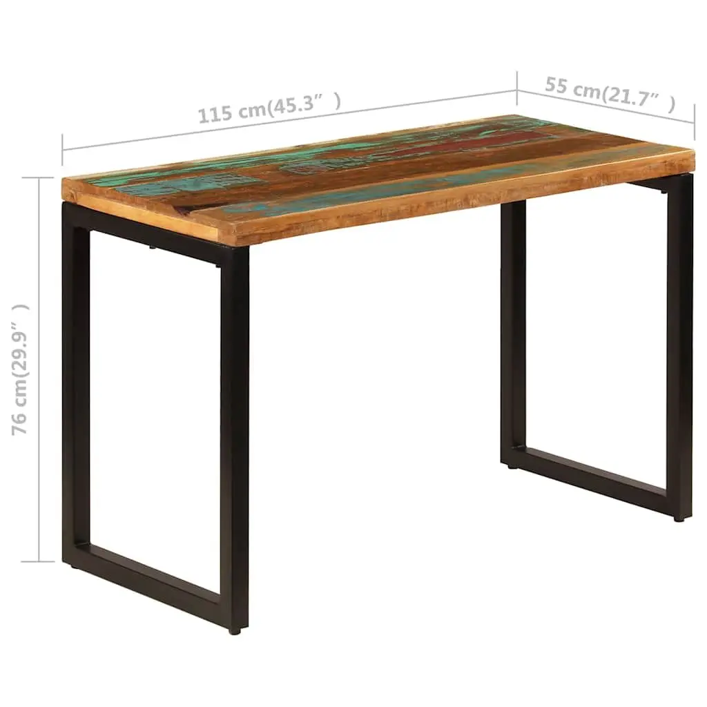 Dining Table Brown 115x55x76 cm Solid Reclaimed Wood Steel Frame