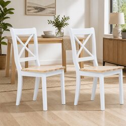 Compact Dining Chairs Set of 2 in Elegant White