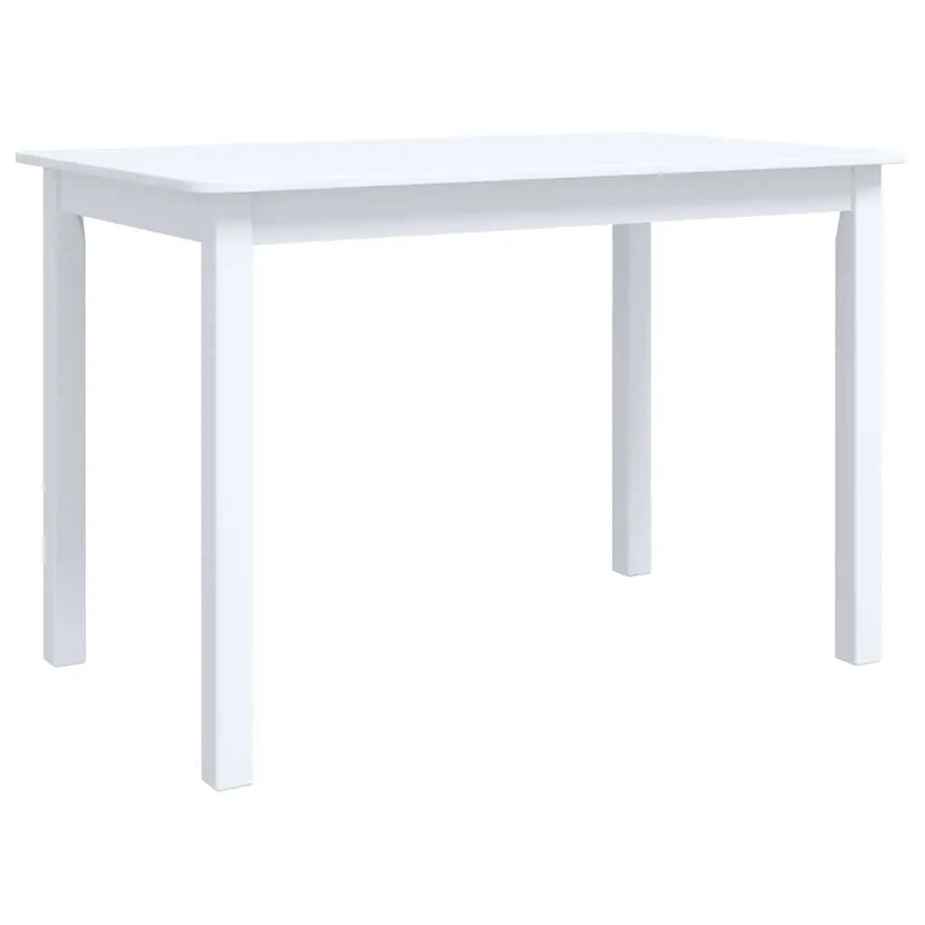 Dining Table Solid Rubber Wood 114x71x75cm Easy to Clean White Kitchen Furniture